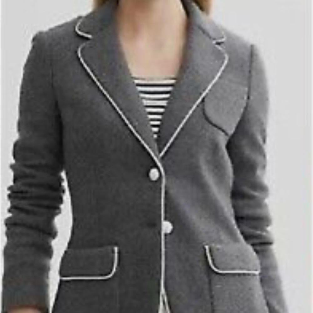 Banana Republic Italian Wool Single-Button Blazer - Grey - US 4 Petite